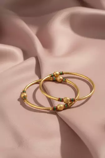  women set of 2 gold plated meenakari kada bangle