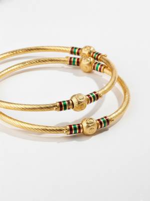  women set of 2 gold plated meenakari kada bangle 5