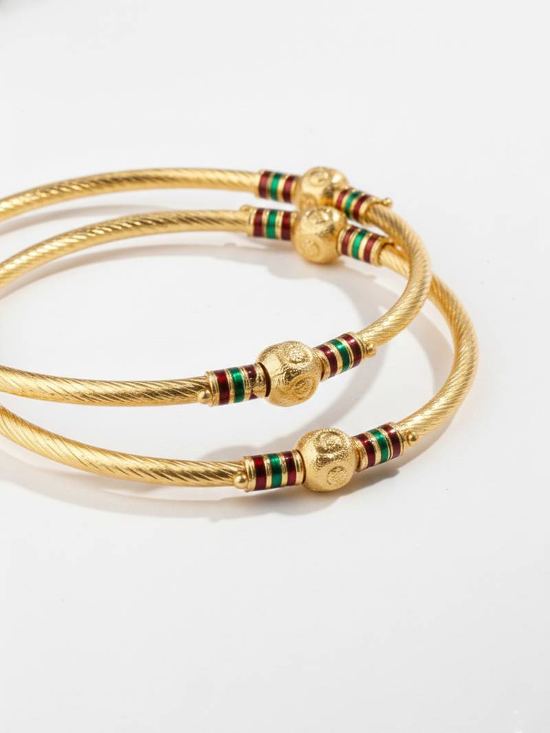  women set of 2 gold plated meenakari kada bangle