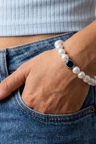  unisex black evil eye white bracelet