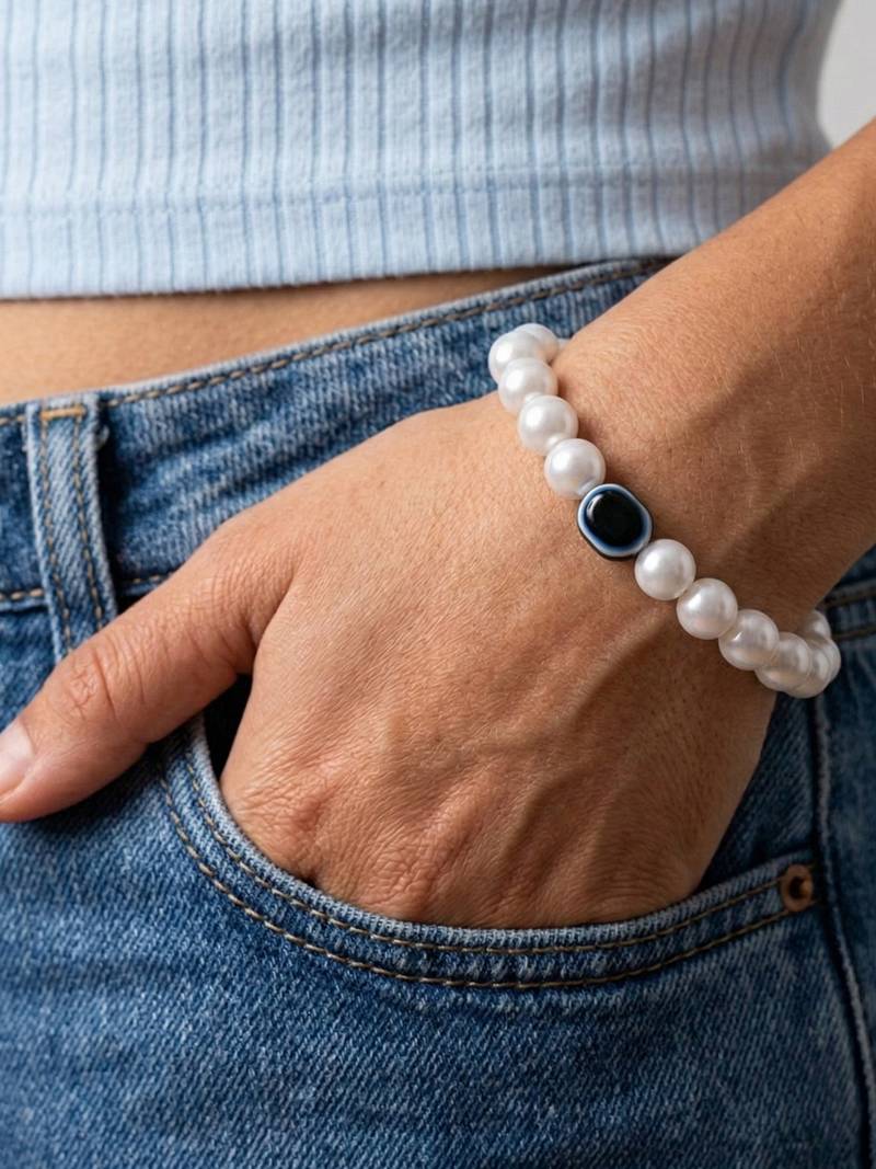  unisex black evil eye white bracelet