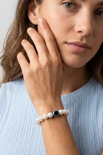  unisex black evil eye white bracelet