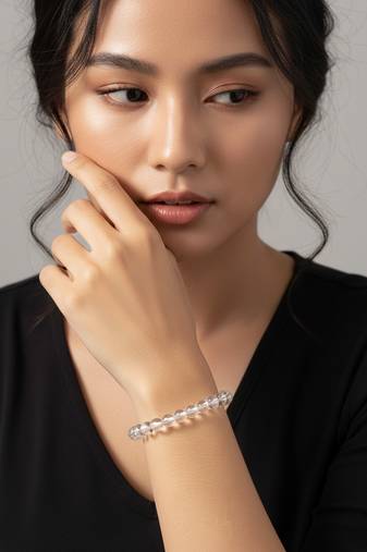  unisex white crystal beaded bracelet