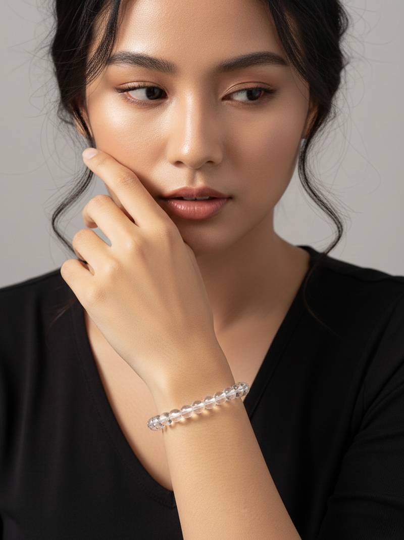  unisex white crystal beaded bracelet