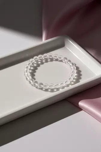 unisex white crystal beaded bracelet