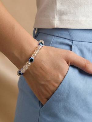  unisex white crystal evil eye bracelet 1