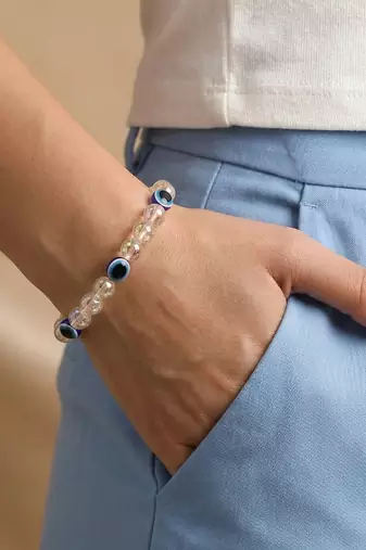  unisex white crystal evil eye bracelet