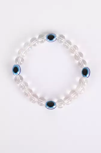  unisex white crystal evil eye bracelet