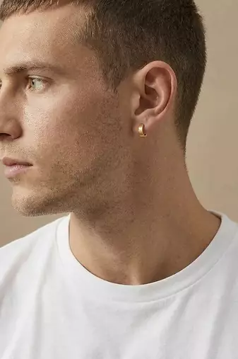  men's gold plated hoop earrings