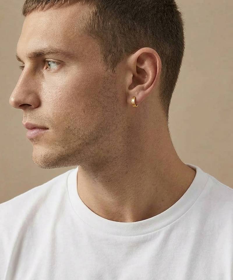  men's gold plated hoop earrings