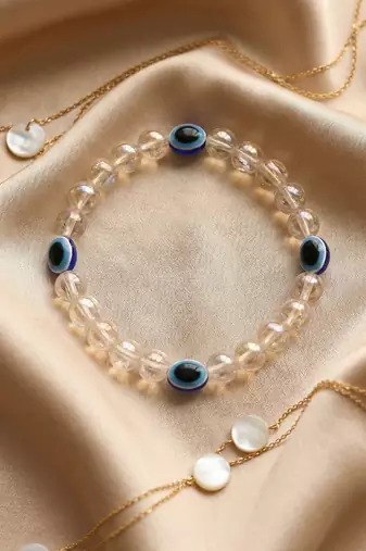  unisex white crystal evil eye bracelet