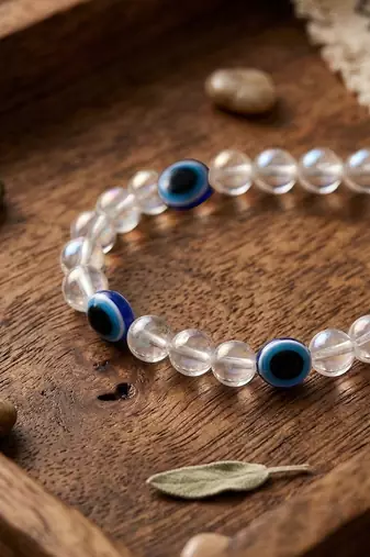  unisex white crystal evil eye bracelet