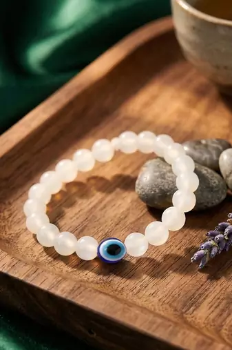  unisex white crystal evil eye bracelet