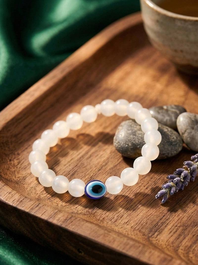  unisex white crystal evil eye bracelet