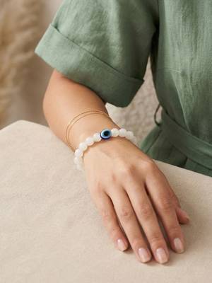  unisex white crystal evil eye bracelet 2