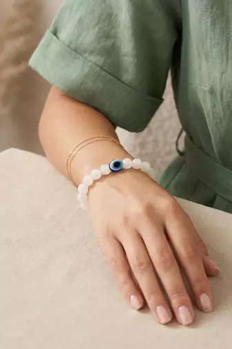  unisex white crystal evil eye bracelet