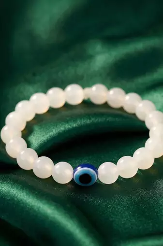  unisex white crystal evil eye bracelet