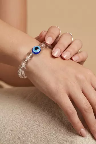  unisex white crystal evil eye bracelet