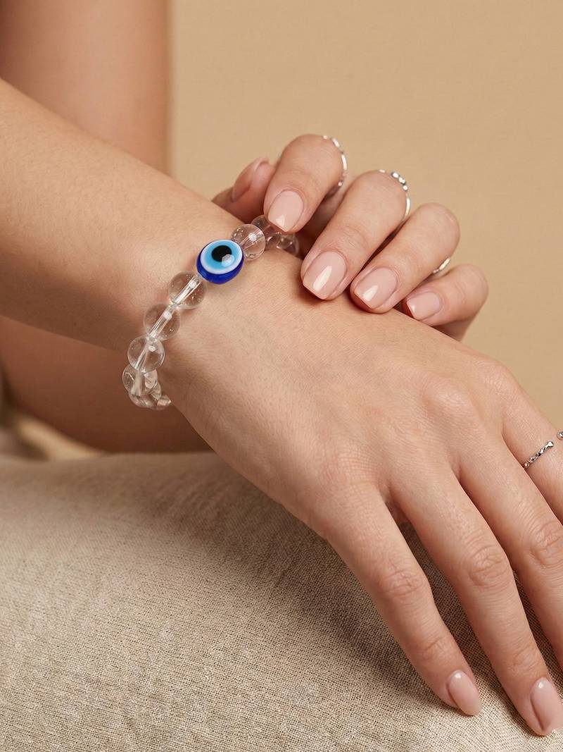  unisex white crystal evil eye bracelet