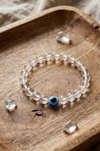  unisex white crystal evil eye bracelet