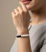  unisex black & white crystal beaded bracelet