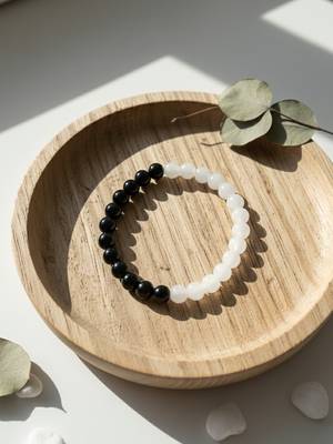  unisex black & white crystal beaded bracelet 2