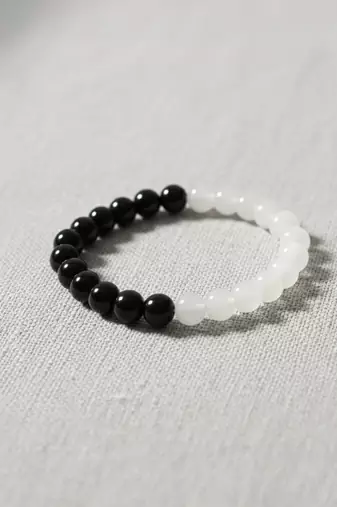  unisex black & white crystal beaded bracelet