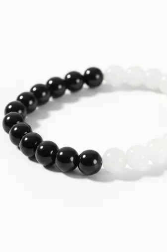  unisex black & white crystal beaded bracelet