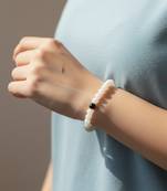  unisex white & black crystal beaded bracelet