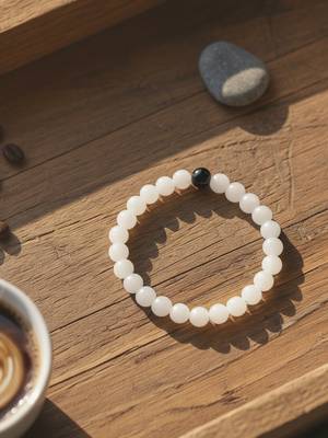  unisex white & black crystal beaded bracelet 2