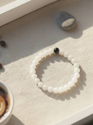  unisex white & black crystal beaded bracelet 3