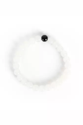  unisex white & black crystal beaded bracelet