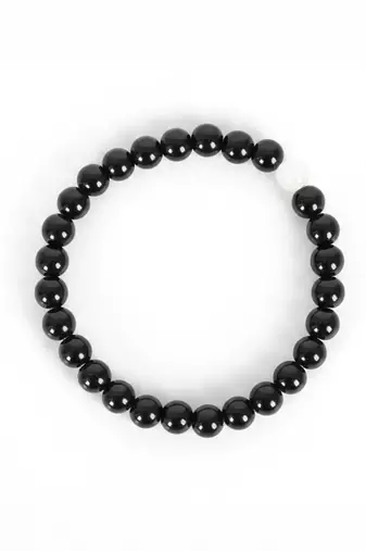  unisex set of 2 black & white crystal beaded bracelet