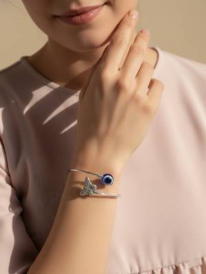  women rhodium plated evil eye kada bracelet 1