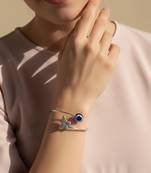 women rhodium plated evil eye kada bracelet