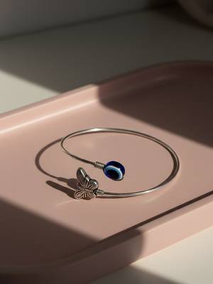  women rhodium plated evil eye kada bracelet 2