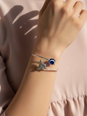  women rhodium plated evil eye kada bracelet 3