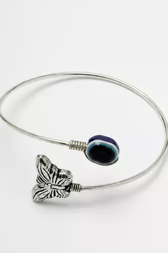  women rhodium plated evil eye kada bracelet