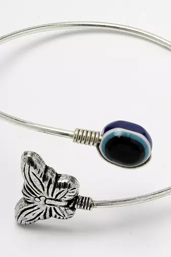  women rhodium plated evil eye kada bracelet
