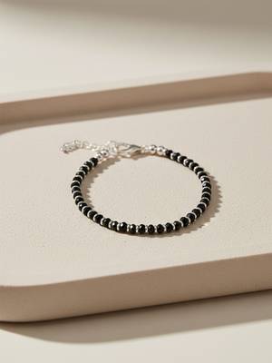  women silver plated black beaded adjustable bracelet 2