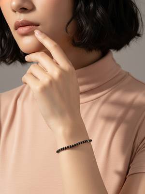  women silver plated black beaded adjustable bracelet 3