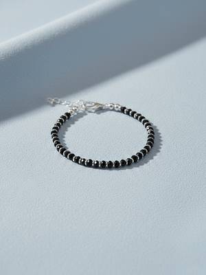  women silver plated black beaded adjustable bracelet 4