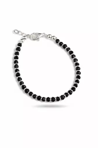  women silver plated black beaded adjustable bracelet