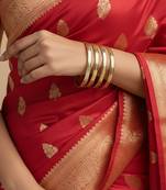  women set of 4 gold plated cz toned bangle