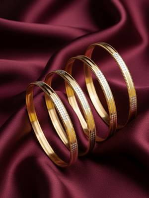  women set of 4 gold plated cz toned bangle 2