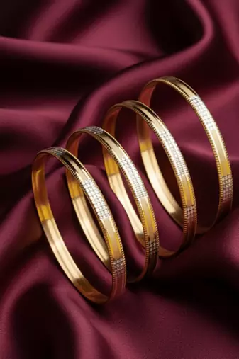  women set of 4 gold plated cz toned bangle