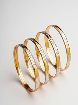  women set of 4 gold plated cz toned bangle 3