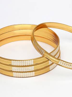  women set of 4 gold plated cz toned bangle 5