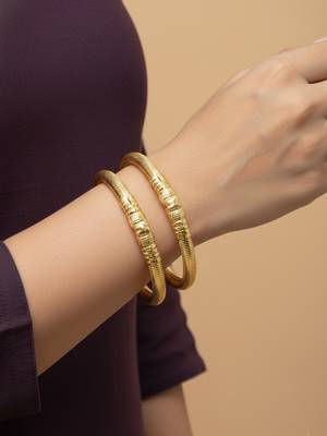  women set of 2 gold plated traditional kada bangle 2