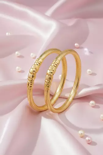  women set of 2 gold plated traditional kada bangle